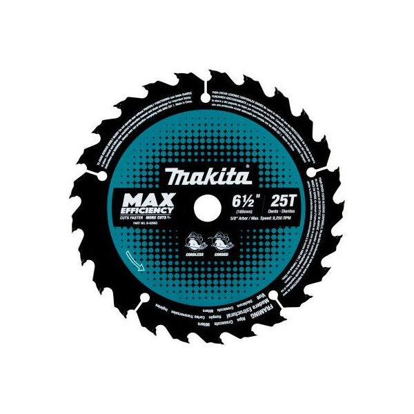 Makita Makita Carbide-Tipped Max Effcy Ultra-Thin Kerf Circular Saw Blade, Framing, 6-1/2inDia, 25 TPI B-62963 - main